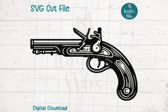 Download Flintlock Pistol Pirate Gun SVG Cut File - Premium Bundle