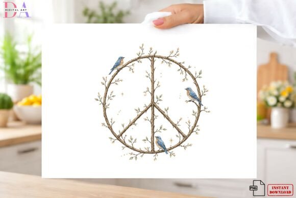 Download Rustic Peace Sign Boho Bluebird Png - Bird Collection