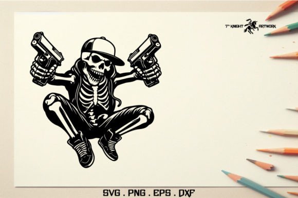 Download Hip-Hop Skeleton with Gun Svg - Premium Bundle