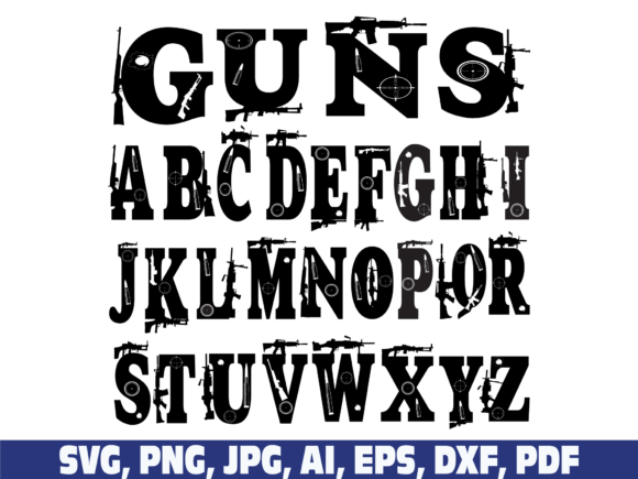 Download Gun Alphabet Font Letters Army Svg Png - Premium Resources