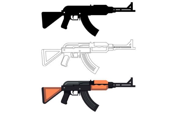 Download AK47 Machine Gun Vector Silhouette - Premium Bundle