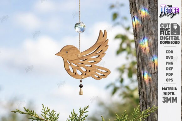 Download Flying Bird Wood Ornament Laser Cut |CNC - Bird Collection
